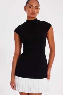 Quiz Summer Clothes|Going Out>Black Contrast Pleated Mini Dress