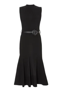 Quiz Workwear|Going Out>Black Corsage Belt Midi Dress
