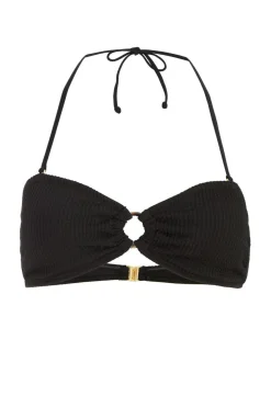 Quiz Holiday Accessories|Summer Clothes>Black Crinkle Ring Bikini Top