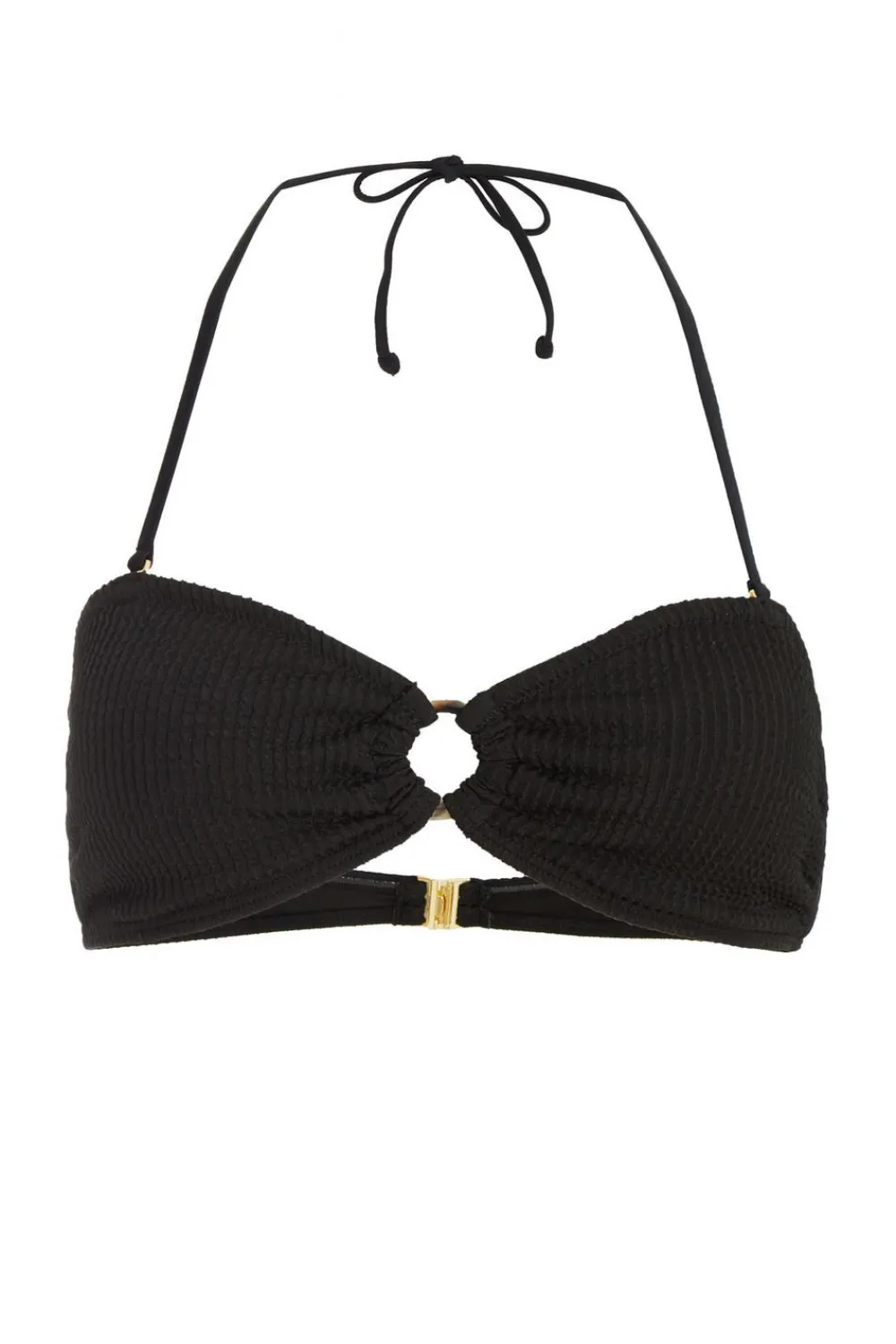 Quiz Holiday Accessories|Summer Clothes>Black Crinkle Ring Bikini Top
