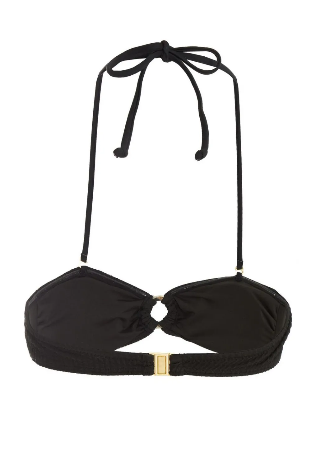 Quiz Holiday Accessories|Summer Clothes>Black Crinkle Ring Bikini Top