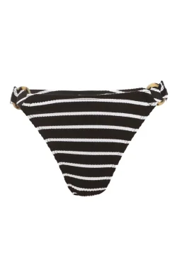 Quiz Holiday Accessories|Holiday>Black Crinkle Stripe Ring Bikini Bottoms