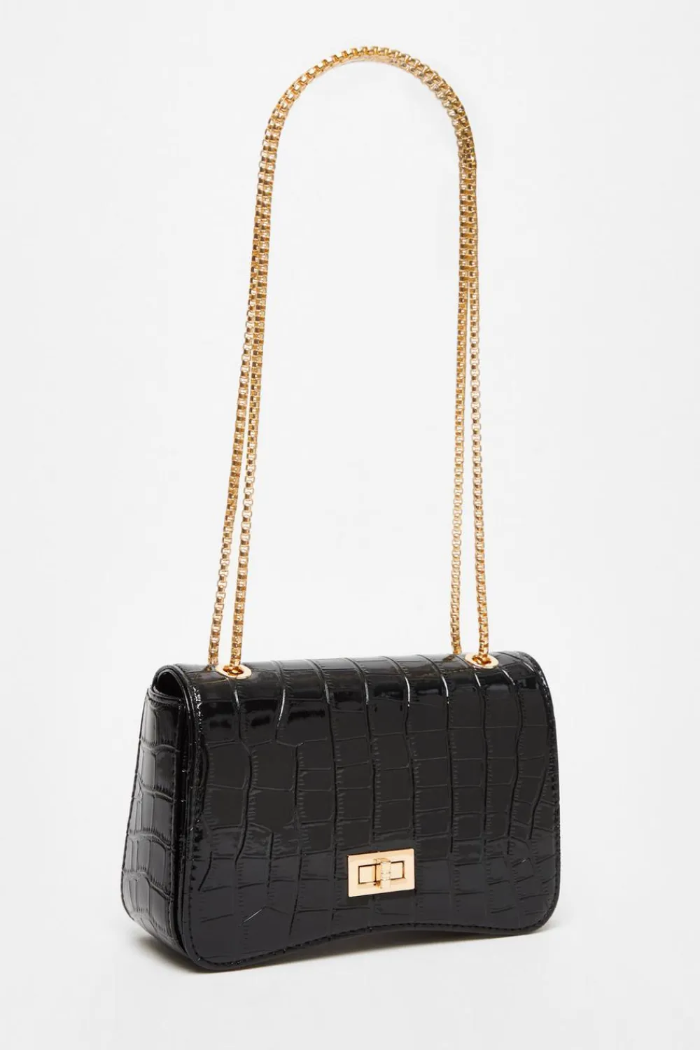 Quiz Bags|Day At The Races>Black Croc Cross Body Bag