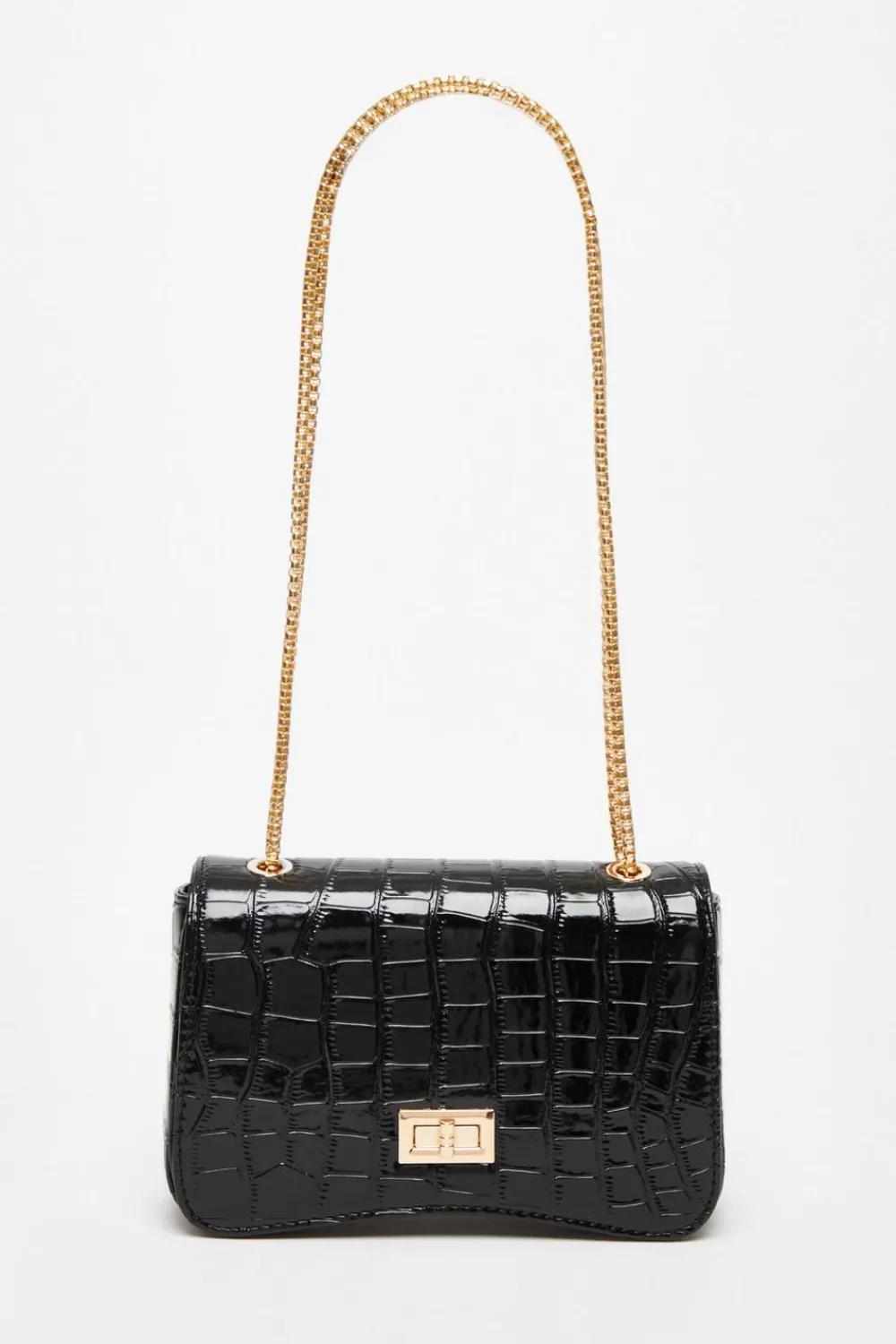 Quiz Bags|Day At The Races>Black Croc Cross Body Bag