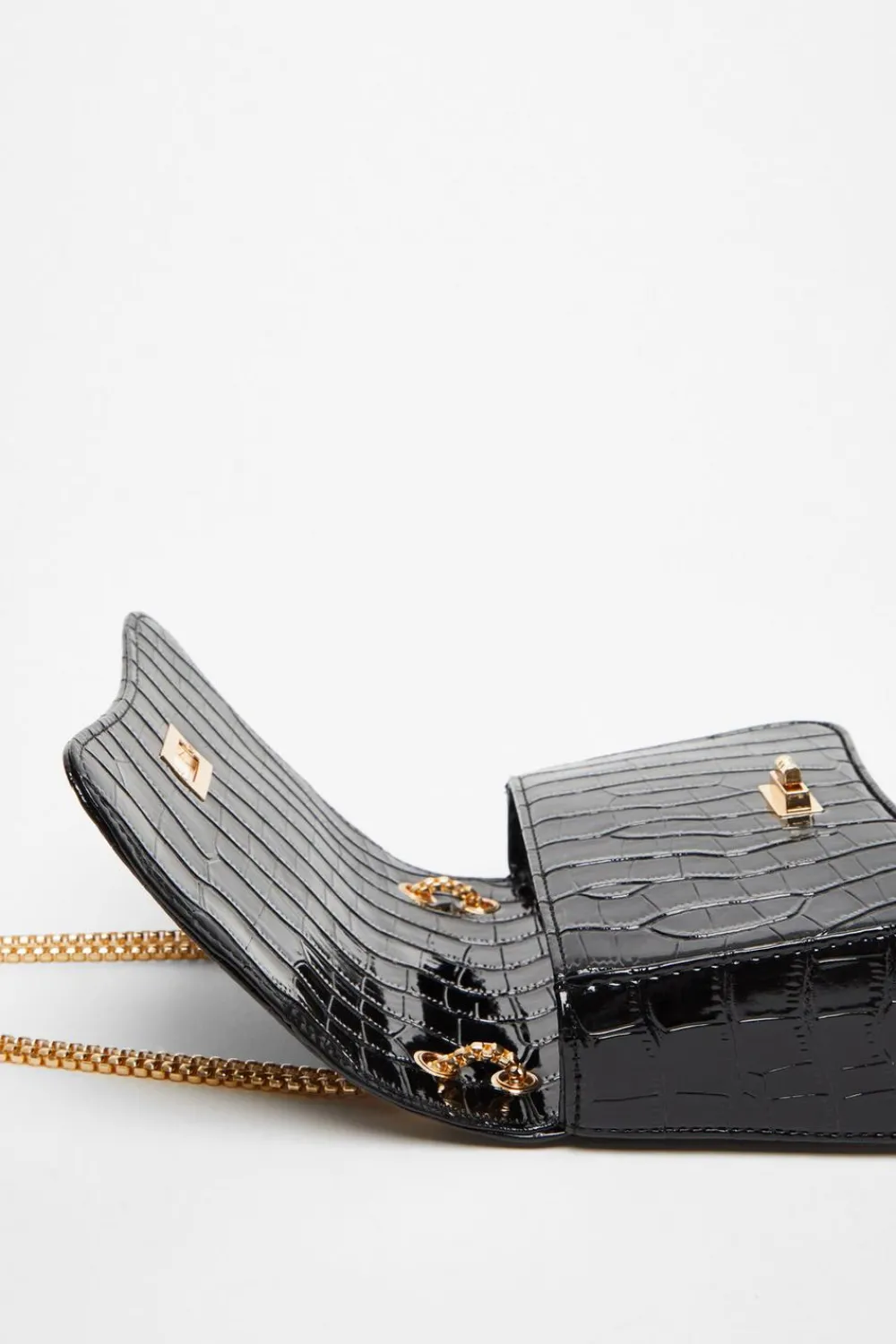 Quiz Bags|Day At The Races>Black Croc Cross Body Bag