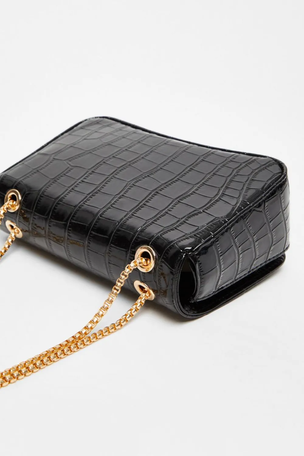 Quiz Bags|Day At The Races>Black Croc Cross Body Bag