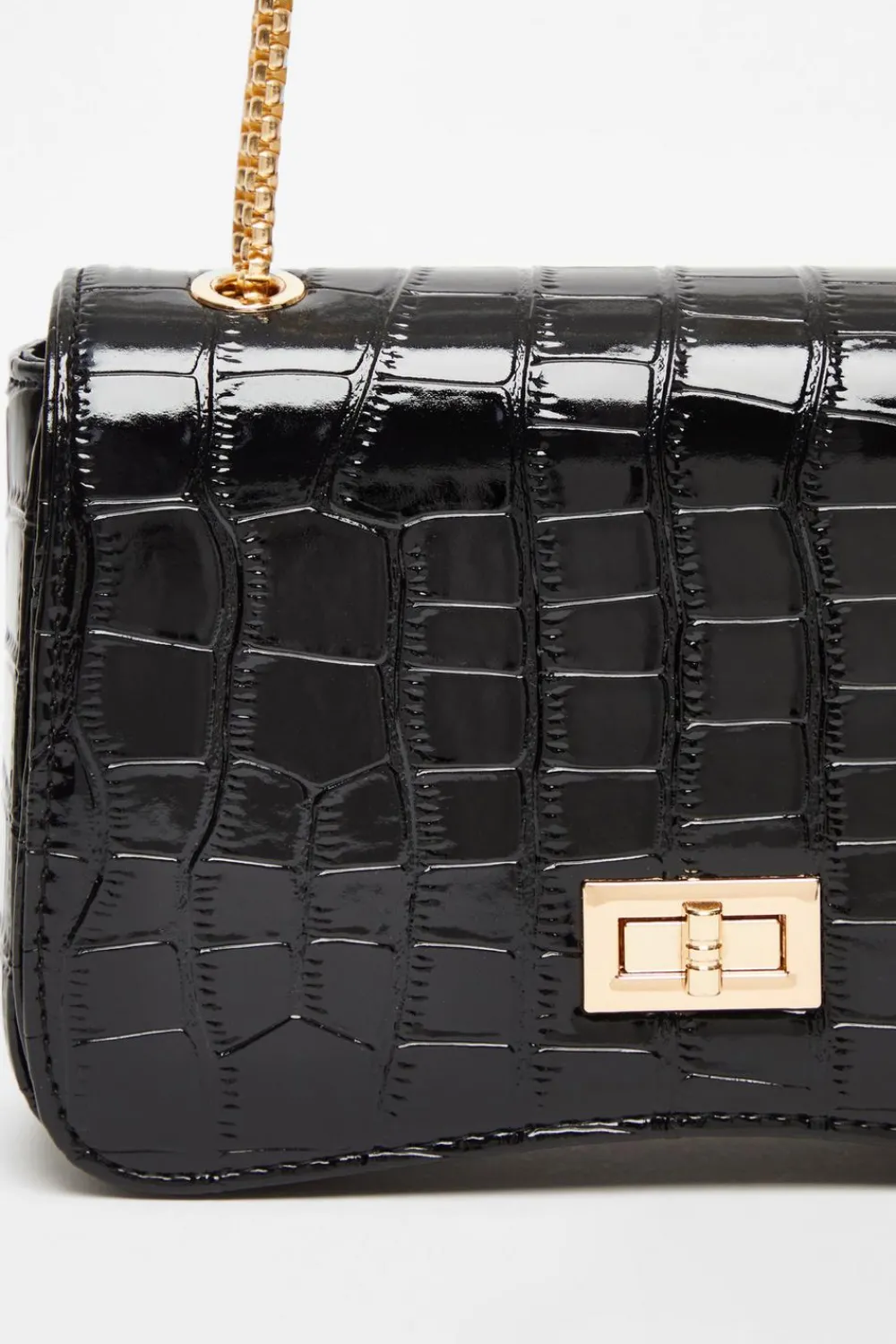 Quiz Bags|Day At The Races>Black Croc Cross Body Bag