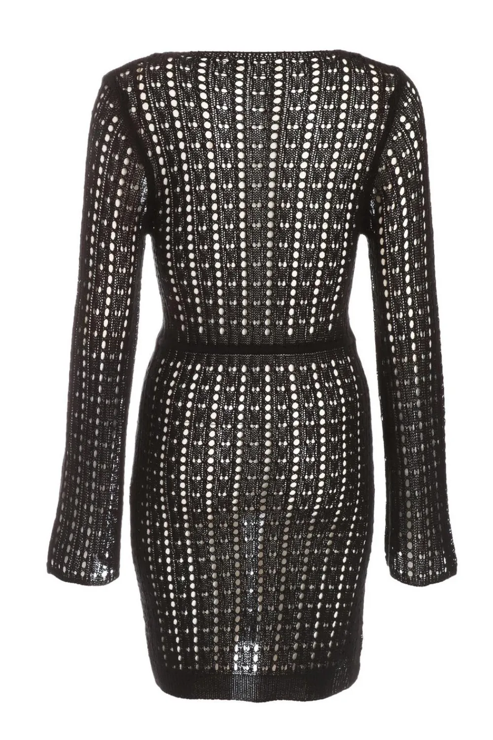 Quiz Knitwear|Holiday>Black Crochet Mini Dress