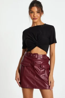 Quiz T-Shirts|Crop Tops>Black Cross Front Crop Top