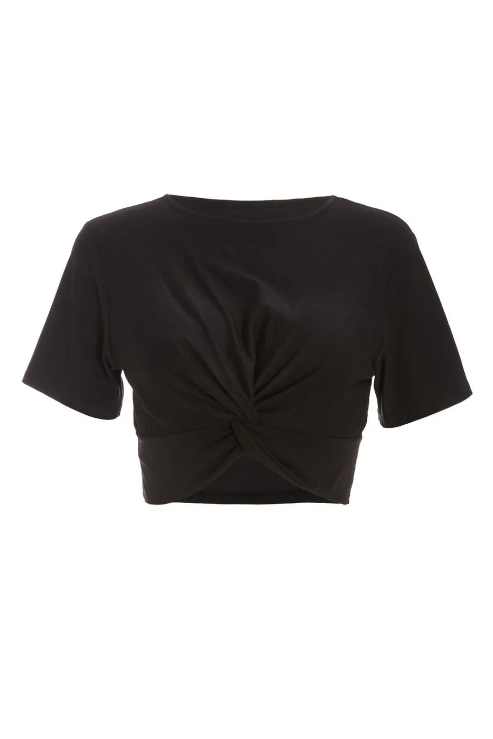 Quiz T-Shirts|Crop Tops>Black Cross Front Crop Top