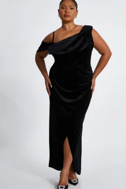 Quiz Wrap Dresses|Prom Dresses>Curve Velvet Wrap Maxi Dress