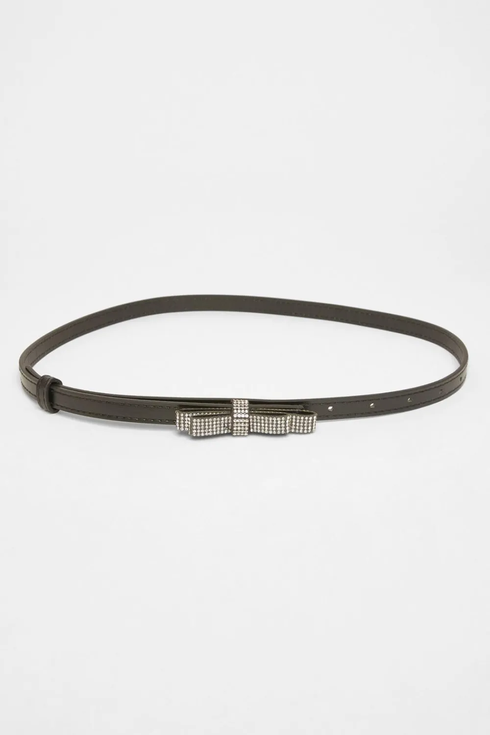 Quiz Belts>Black Diamante Bow Belt