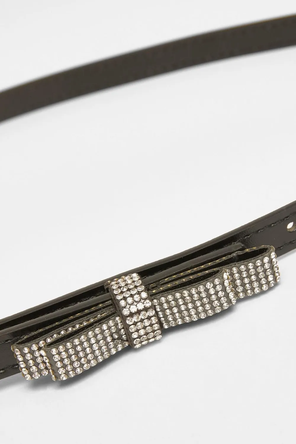 Quiz Belts>Black Diamante Bow Belt