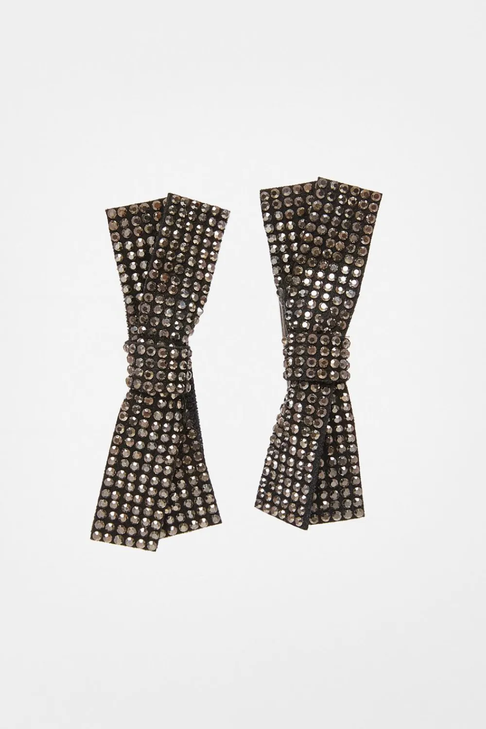 Quiz Hair Accessories>Black Diamante Bow Hair Clips