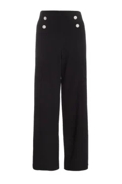 Quiz Christening Guest|Trousers>Black Diamante Button Palazzo Trousers