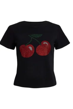 Quiz T-Shirts|Going Out Tops>Diamante Cherry Top