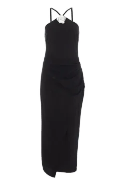 Quiz Florals|Occasion Dresses>Black Diamante Corsage Midi Dress