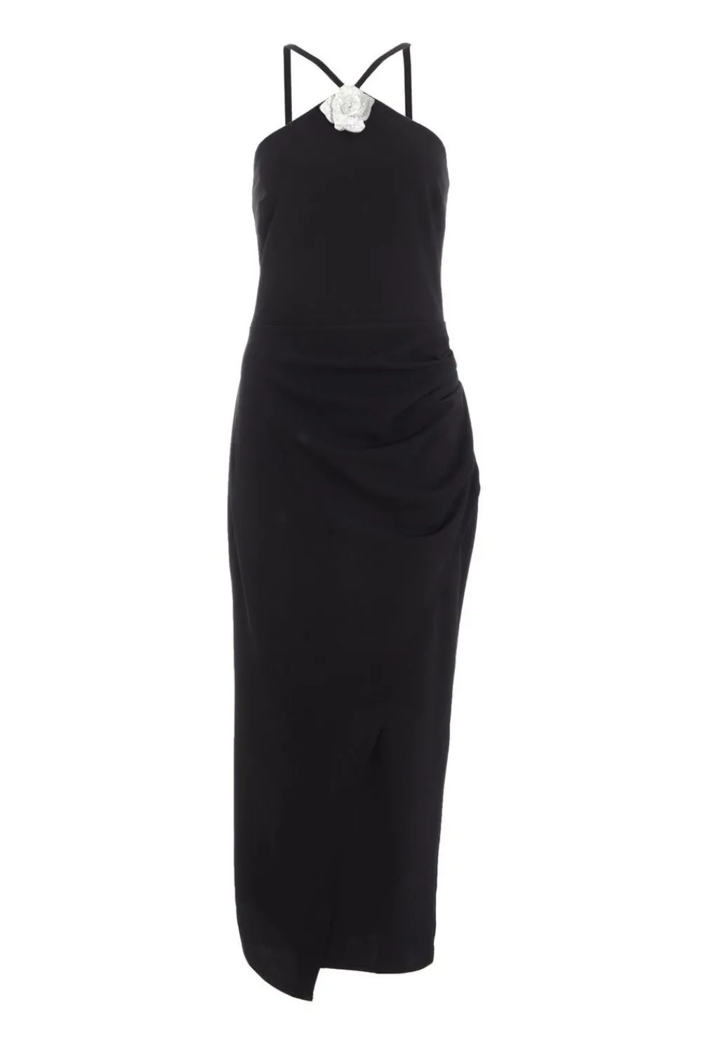 Quiz Florals|Occasion Dresses>Black Diamante Corsage Midi Dress