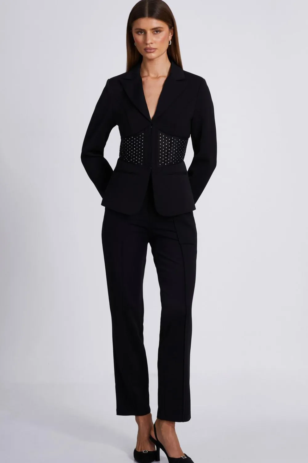 Quiz Blazers|Going Out>Black Diamante Corset Blazer