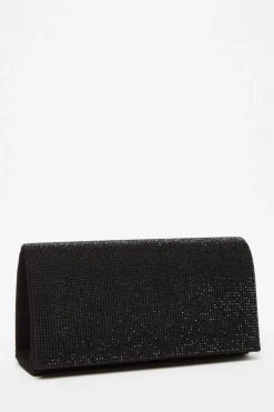 Quiz Wedding Accessories|Bags>Black Diamante Embellished Clutch Bag
