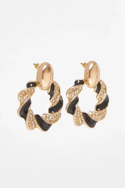 Quiz Jewellery|Earrings>Black Diamante Enamel Earrings