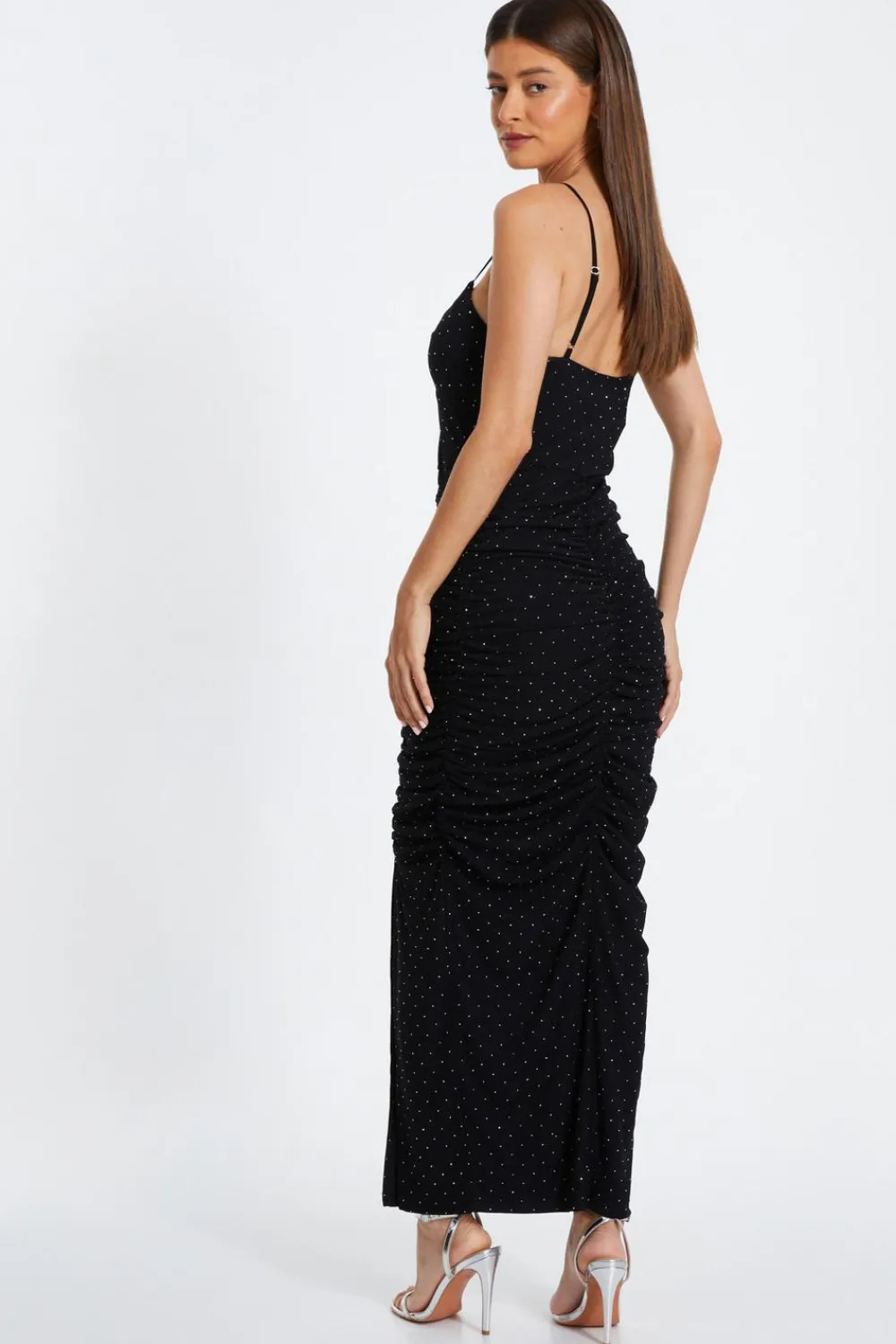 Quiz Evening Dresses|Occasion Dresses>Black Diamante Knot Front Maxi Dress