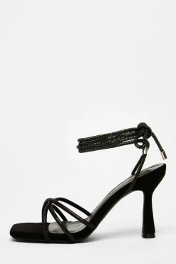 Quiz Heels>Diamante Lace Up Heels