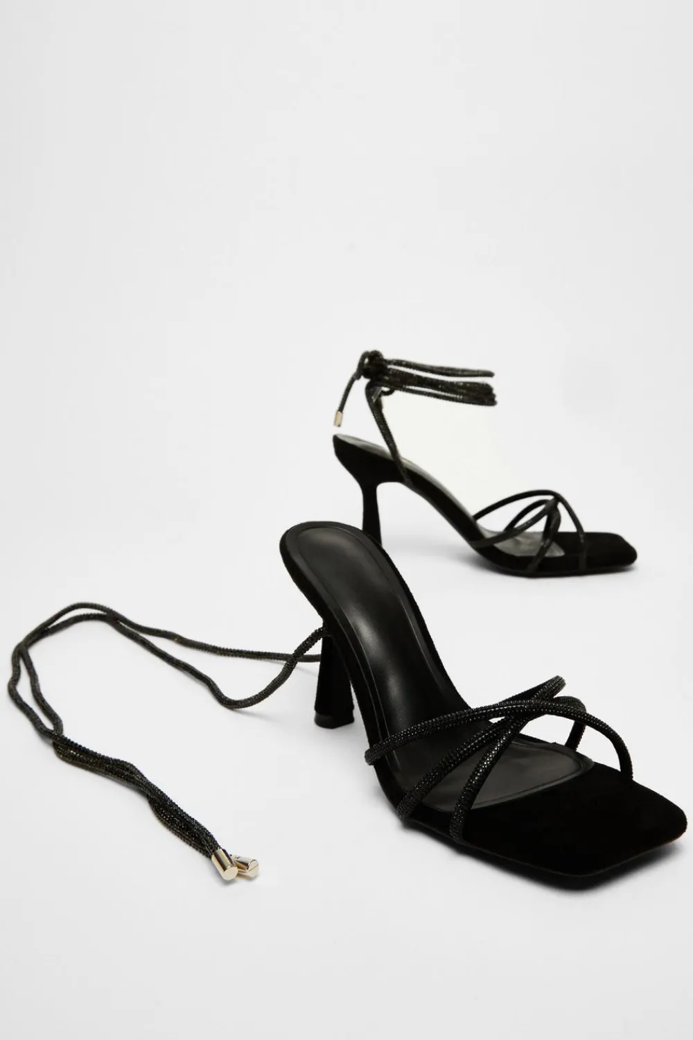 Quiz Heels>Diamante Lace Up Heels