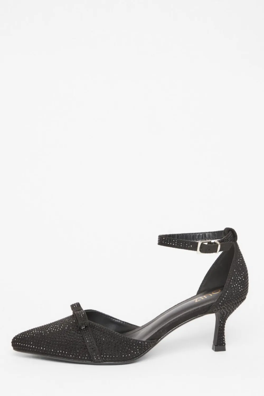 Quiz Sandals|Occasion Shoes>Black Diamante Low Court Heels