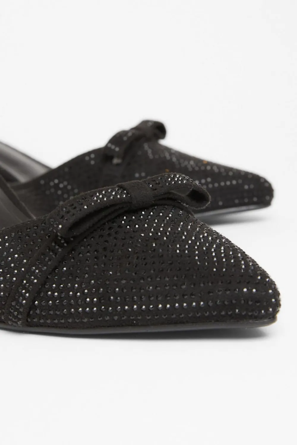 Quiz Sandals|Occasion Shoes>Black Diamante Low Court Heels