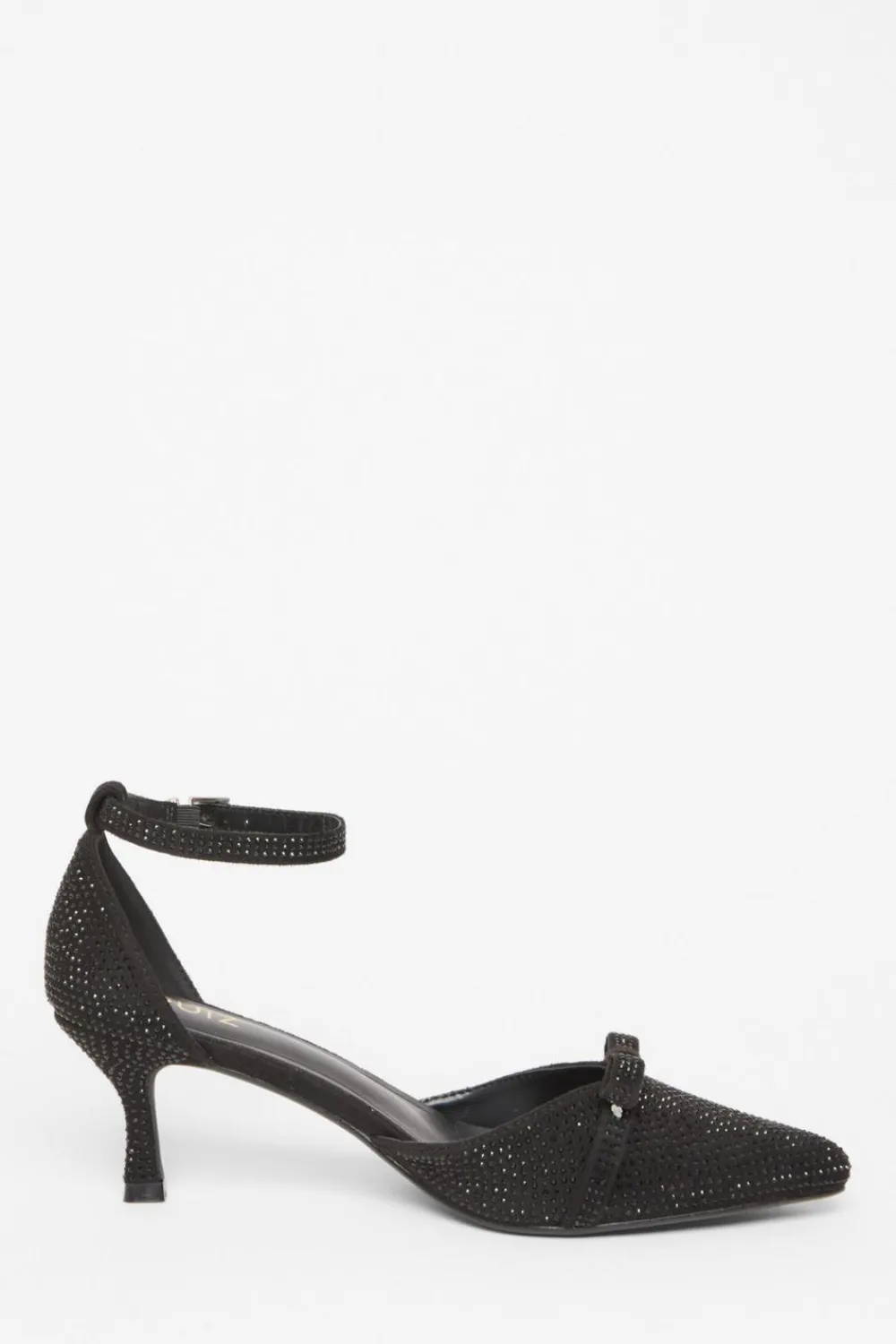 Quiz Sandals|Occasion Shoes>Black Diamante Low Court Heels