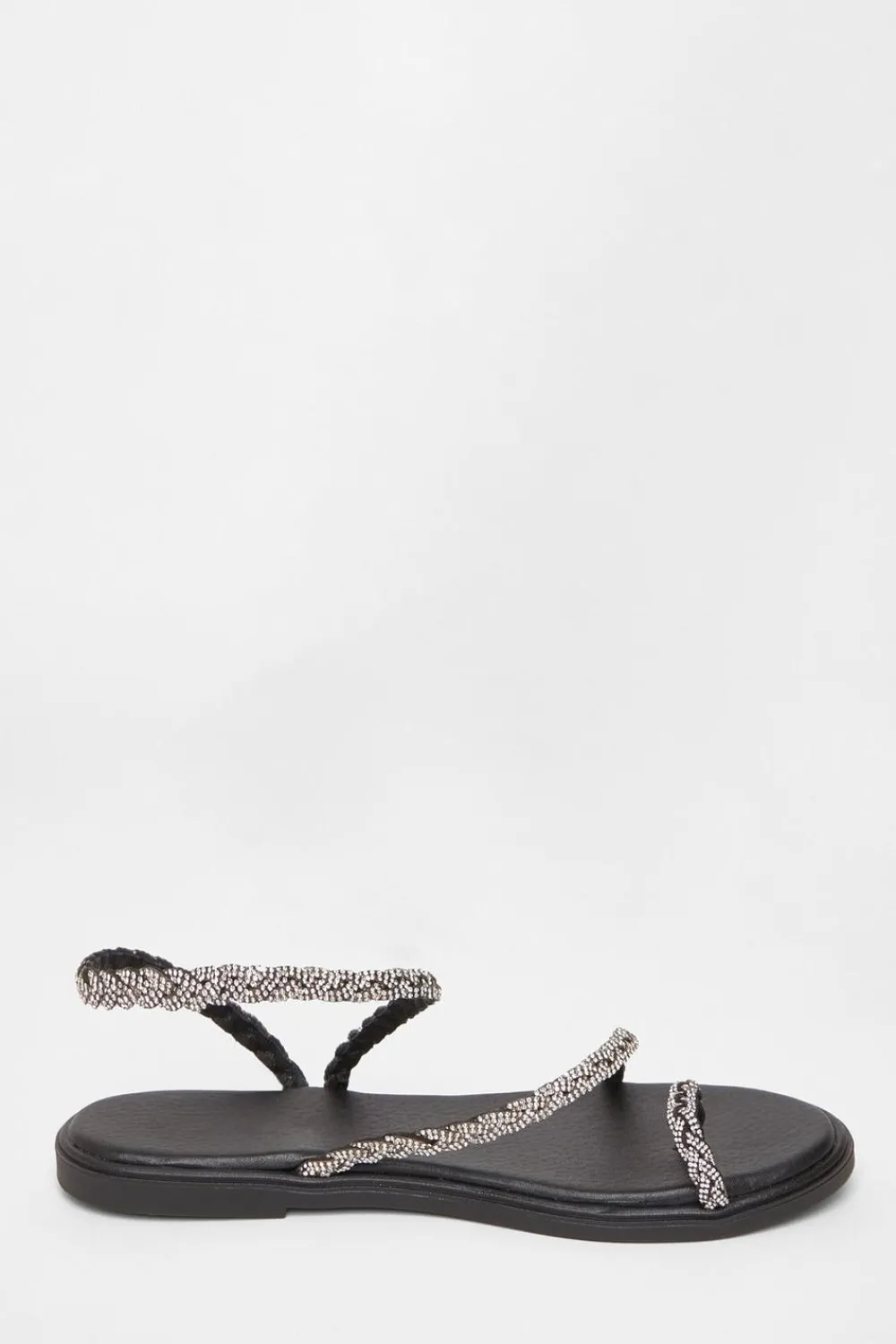 Quiz Sandals|Holiday Shoes>Diamante Pleated Flat Sandals