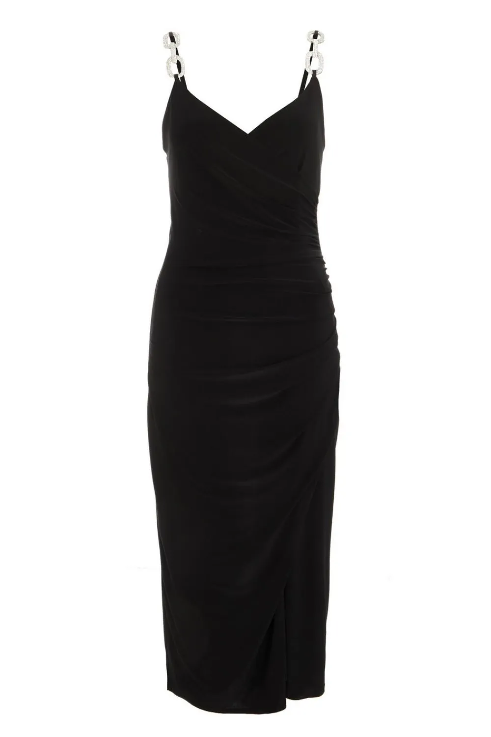 Quiz Evening Dresses|Wrap Dresses>Diamante Ruched Midi Dress