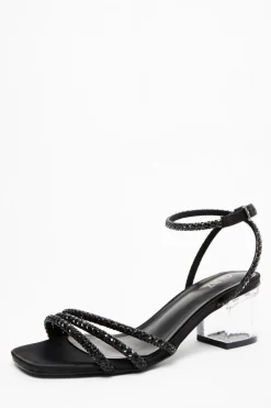 Quiz Sandals|Occasion Shoes>Diamante Strap Low Heel Sandals