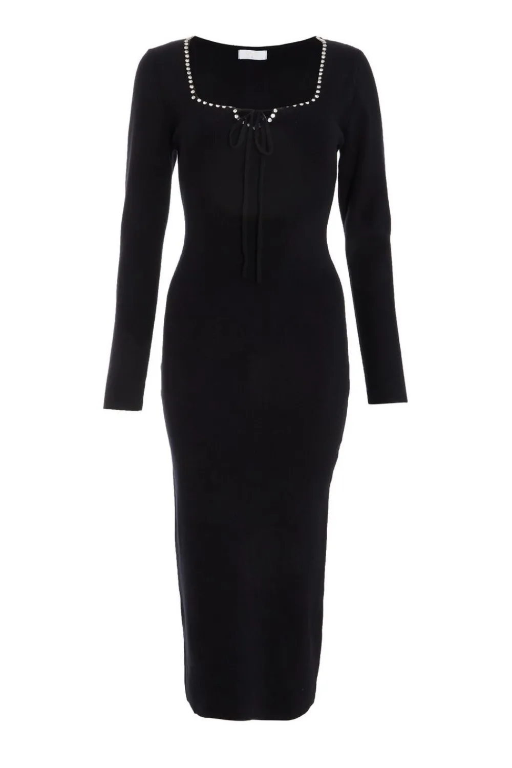Quiz Midi Dresses|Black Dresses>Black Diamante Trim Jumper Dress