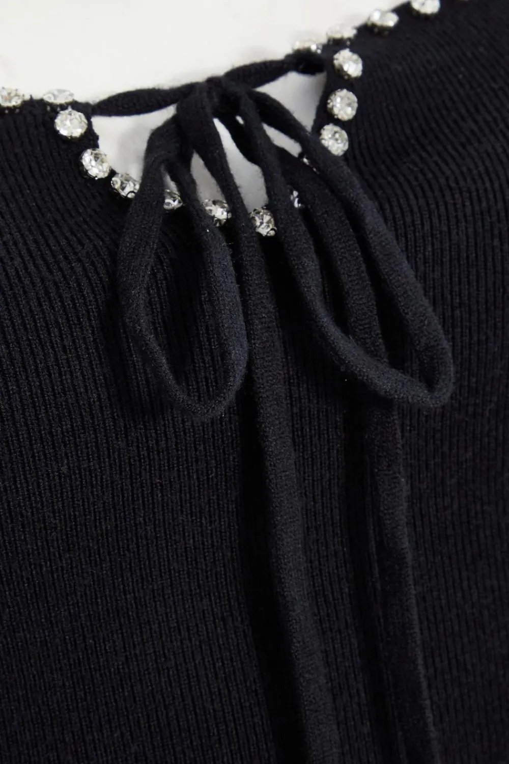 Quiz Midi Dresses|Black Dresses>Black Diamante Trim Jumper Dress