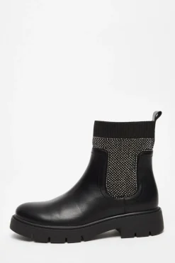 Quiz Boots>Black Embellished Chunky Ankle Boots