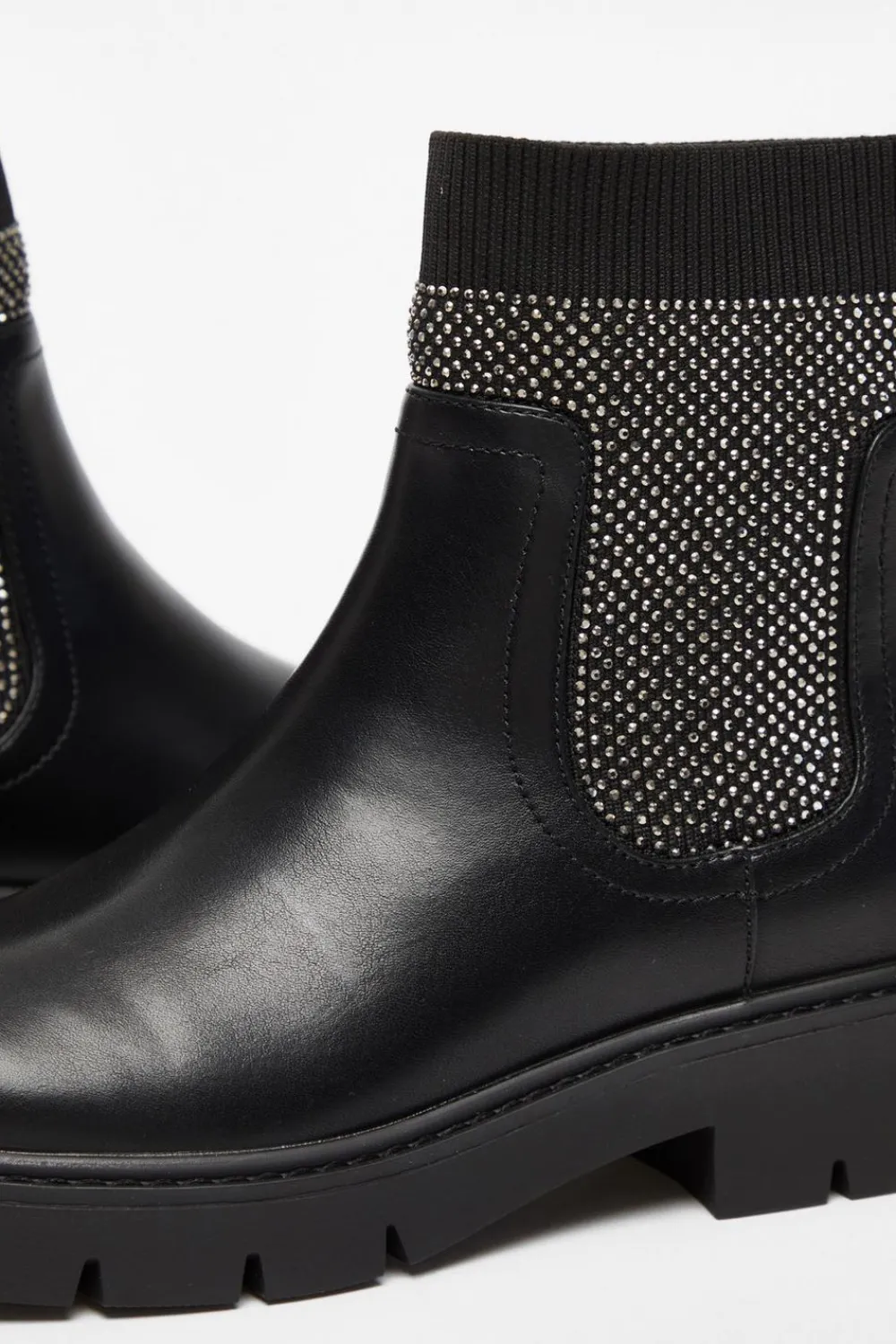 Quiz Boots>Black Embellished Chunky Ankle Boots