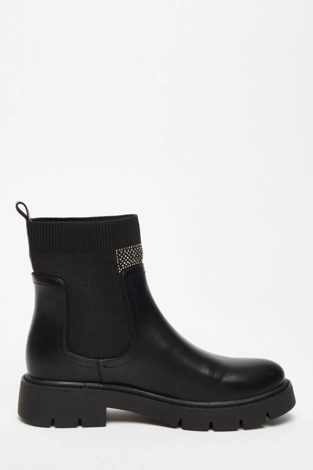 Quiz Boots>Black Embellished Chunky Ankle Boots