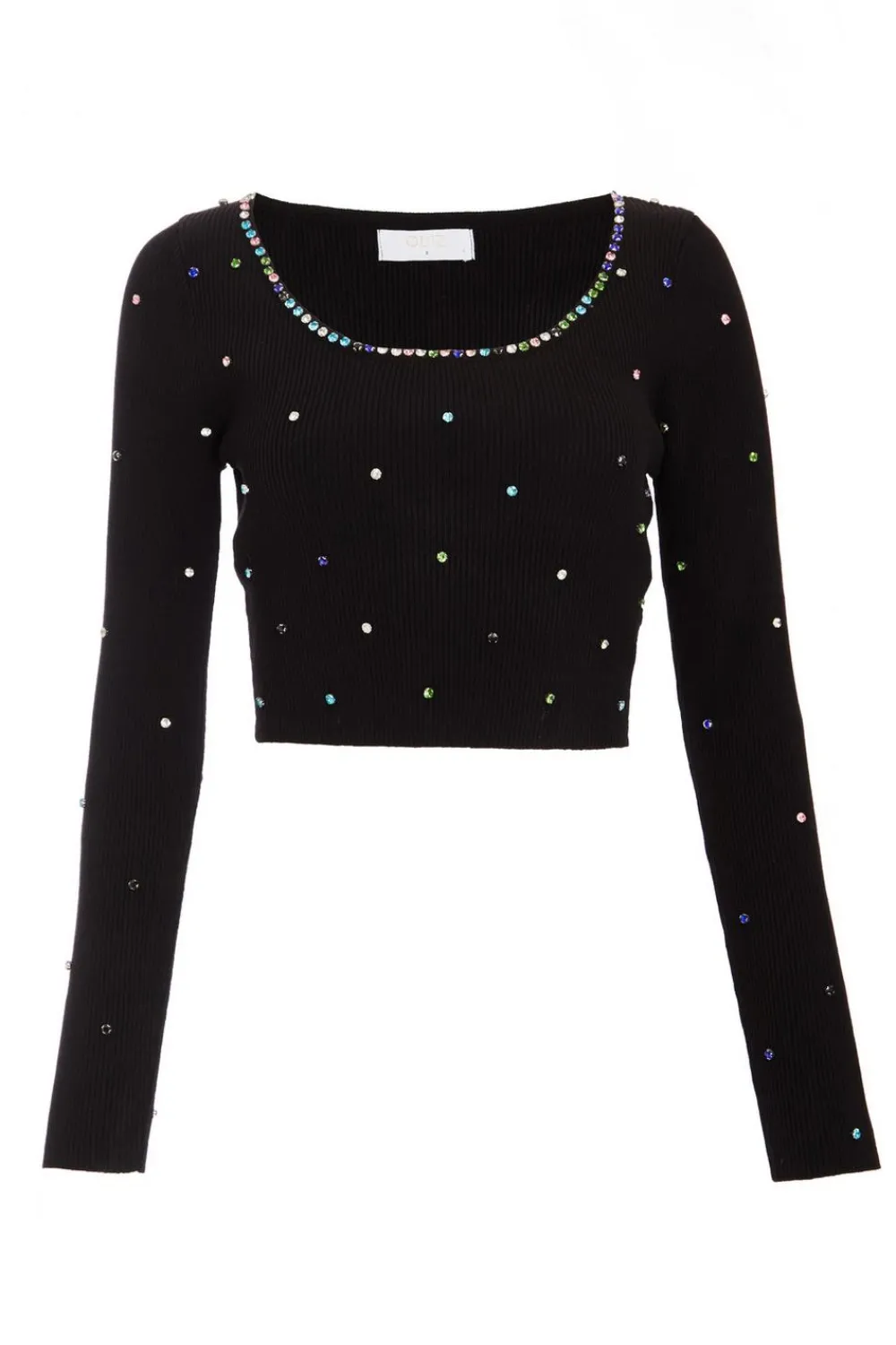 Quiz Knitwear|Jumpers>Black Embellished Knit Cropped Jumper
