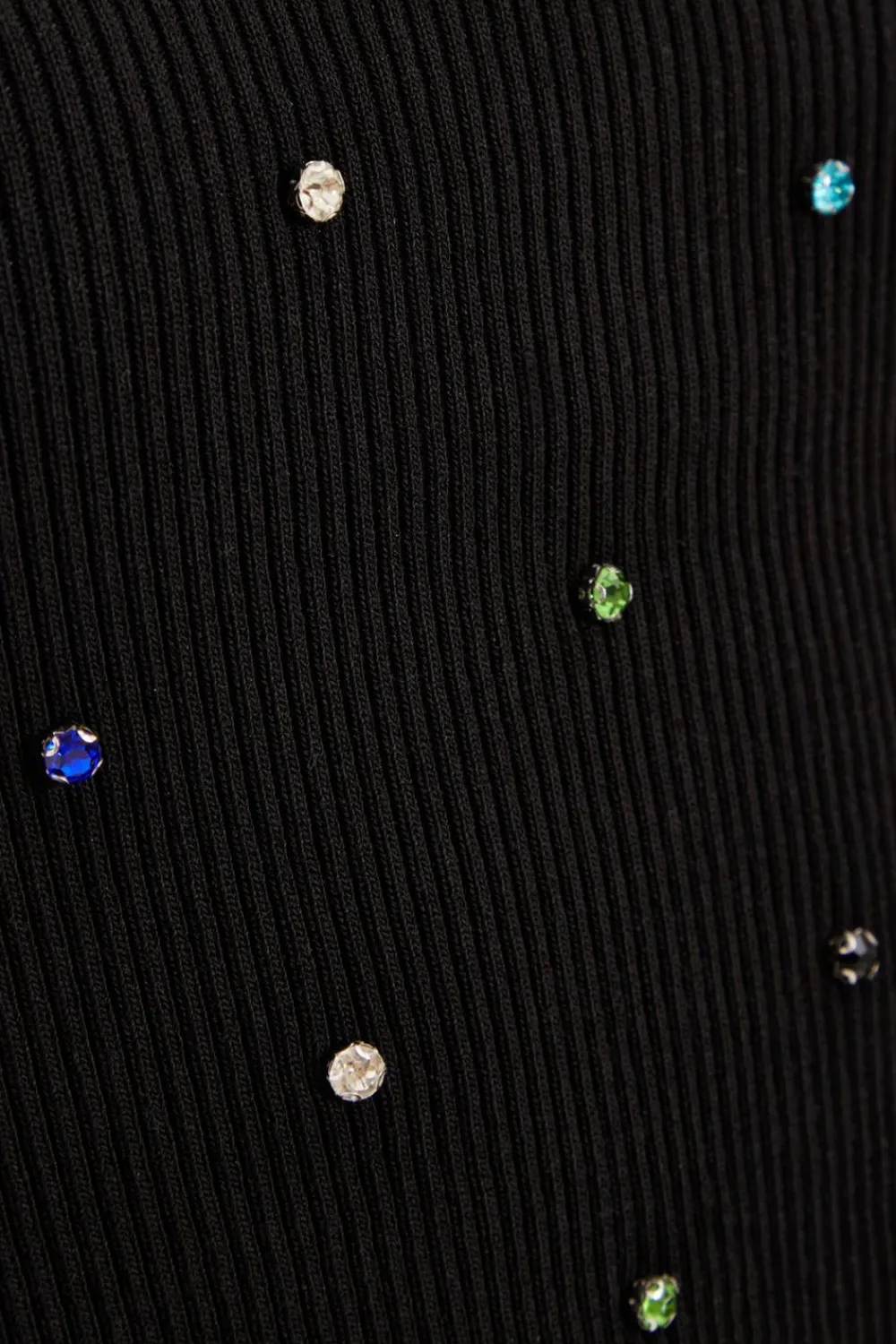 Quiz Knitwear|Jumpers>Black Embellished Knit Cropped Jumper
