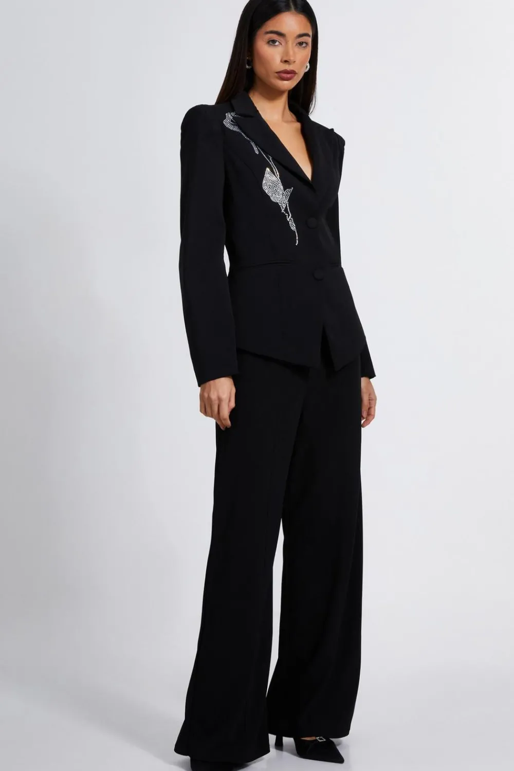 Quiz Jackets & Coats|Blazers>Black Embellished Tailored Blazer