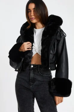 Quiz Jackets & Coats>Faux Fur Bomber Jacket