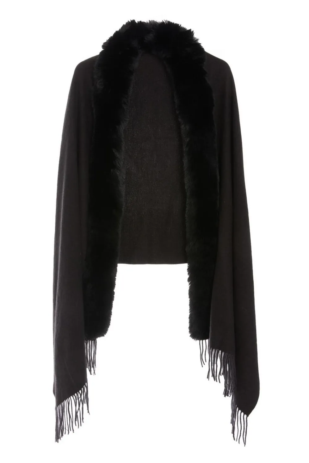 Quiz Capes & Ponchos>Faux Fur Trim Cape
