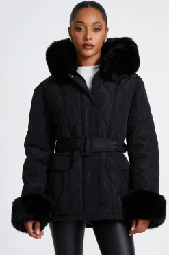 Quiz Jackets & Coats|Casual Clothing>Faux Fur Trim Jacket