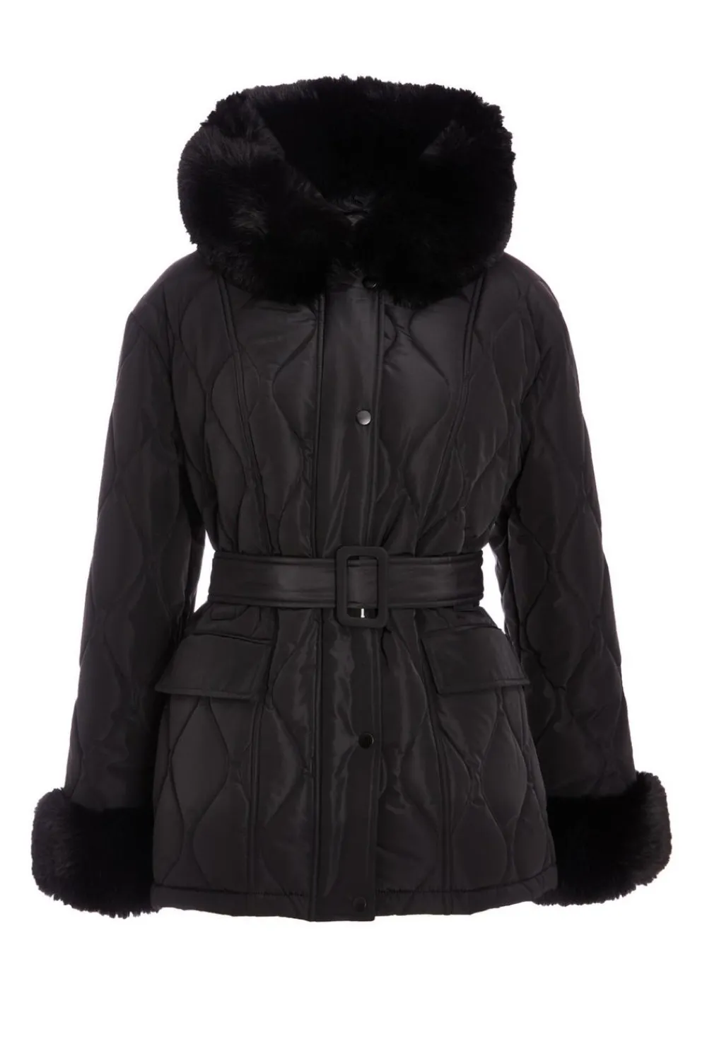 Quiz Jackets & Coats|Casual Clothing>Faux Fur Trim Jacket