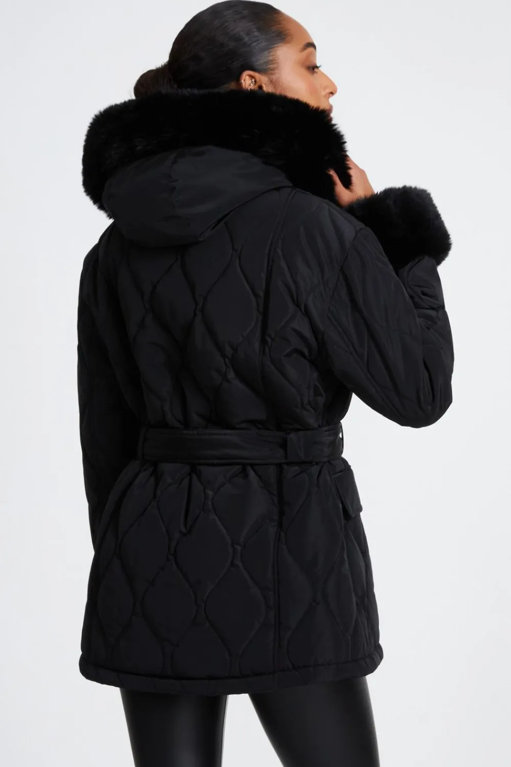 Quiz Jackets & Coats|Casual Clothing>Faux Fur Trim Jacket