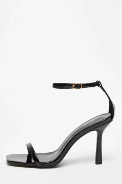 Quiz Sandals|Occasion Shoes>Black Faux Leather Barely There Heels