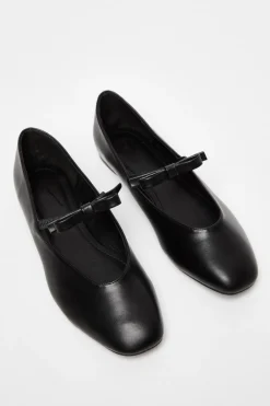 Quiz Pumps|Flats>Black Faux Leather Bow Pumps