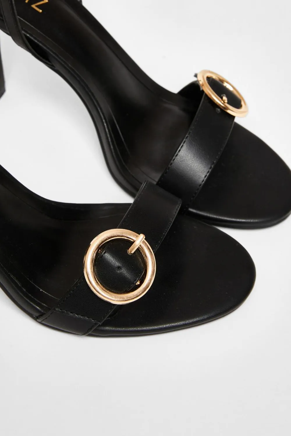 Quiz Heels>Faux Leather Buckle Heels